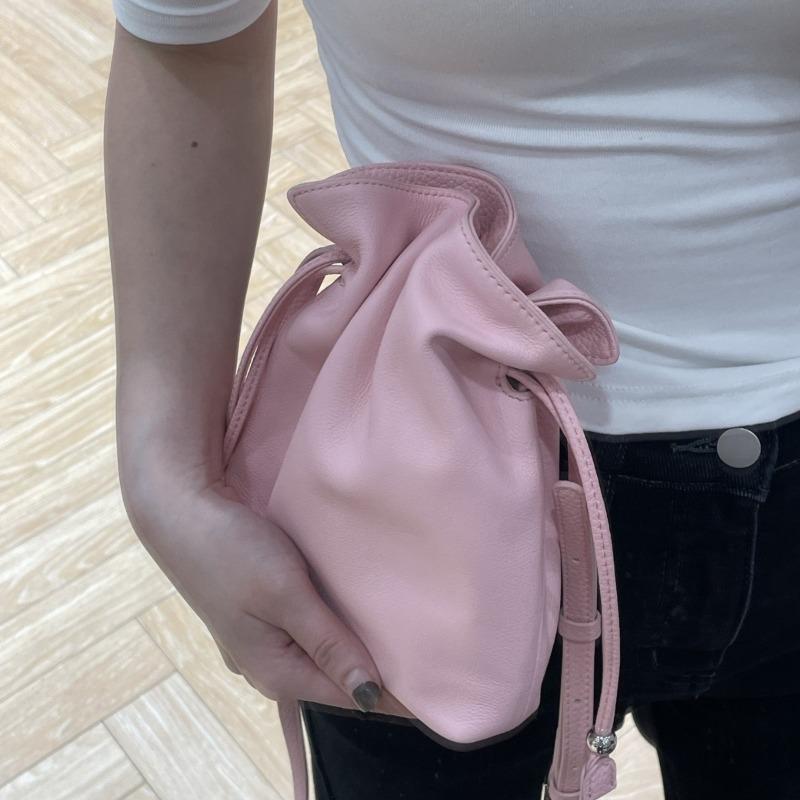 Korean Soft Leather Drawstring Mini Lucky Bag New Fashionable Versatile Messenger Cloud Bag Simple Small Bucket Bag