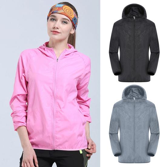 Sun Protection Jacket Windproof Waterproof Pockets Hooded Zipper UV-resistant Solid Color Men Women Outdoor Windbreaker Coat Daily Wear