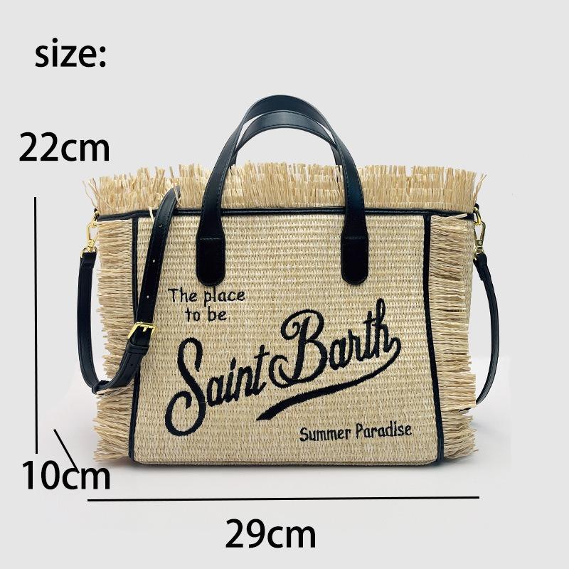 St. Barthes Beach Canvas Tote Bag New Fringed Embroidered Handbag European and American Trend Messenger Bag Women