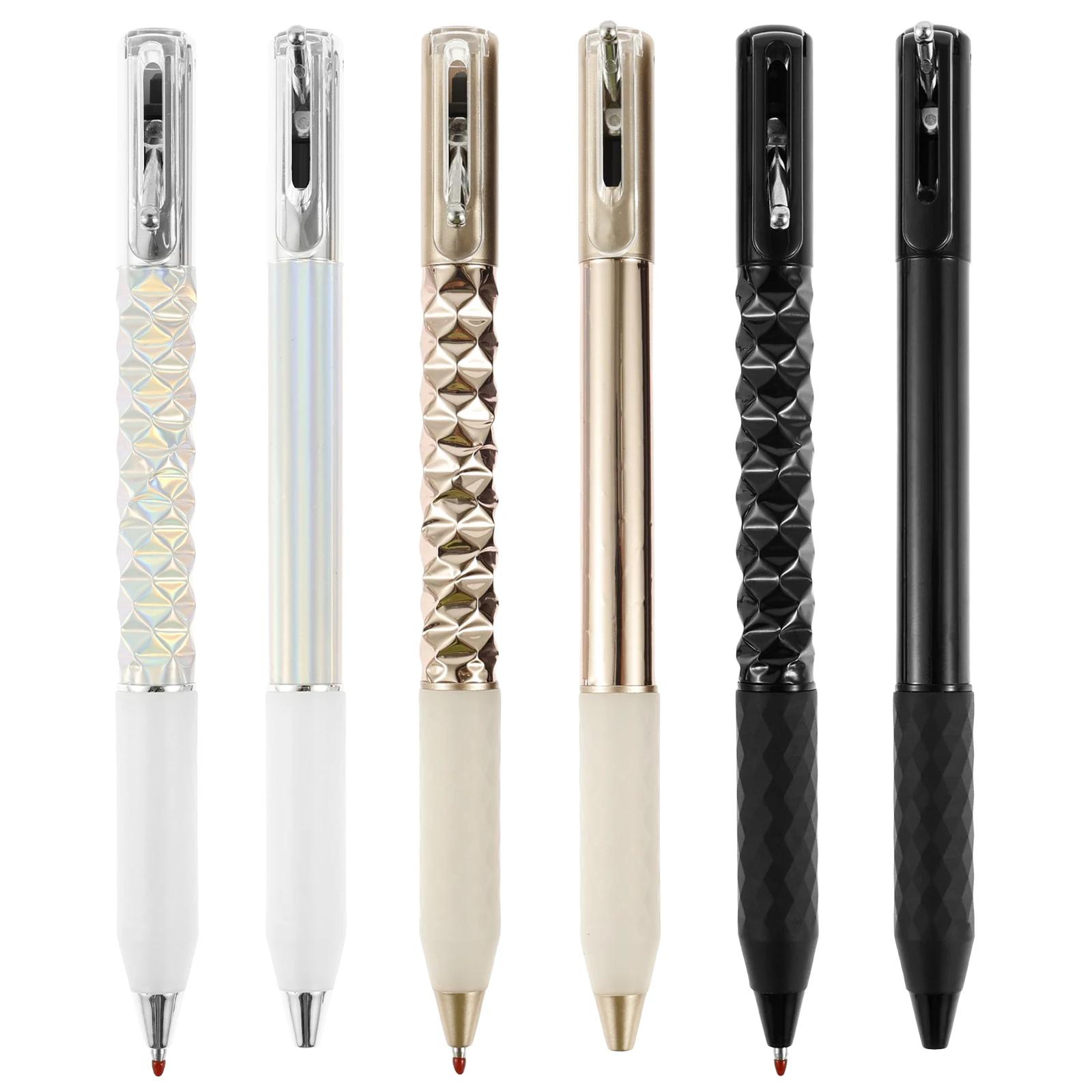 

6 шт. Геометрическая ручка с эффектом помятости Смешная хрустящая сенсорная ручка Снимающее стресс средство для письма, меняющее форму Анаморфная ручка для школы, офиса