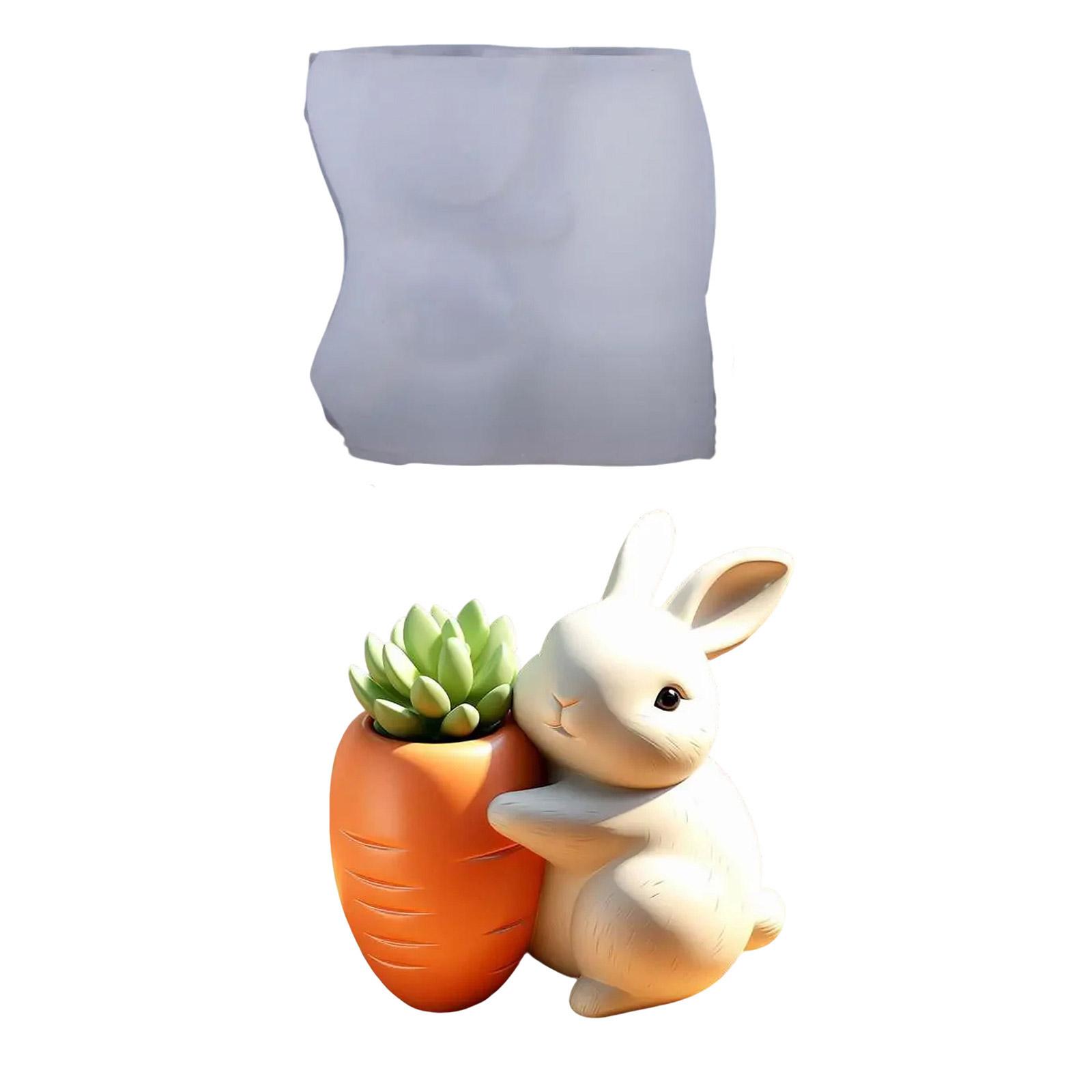 

Silicone Carrot Shaped Planter Mold With Rabbit Design For Resin Concrete Cement Crafts Decorative Holder Creation