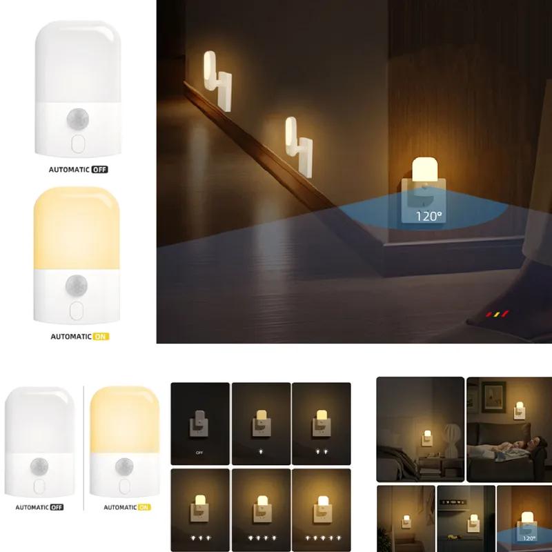 Motion Sensor Plug In Night Light, Dusk to Dawn LED Wall Night Lamp for Bathroom Kids Room