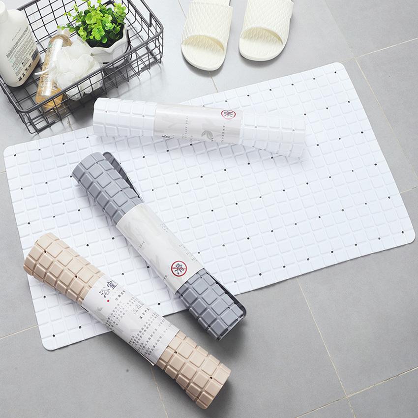 Non-Slip Bath Mat Grids PVC Mats with Suction Cup for Bathroom Toilet Bathtub Rug Doormat Safety Grey White Beige 38x70cm