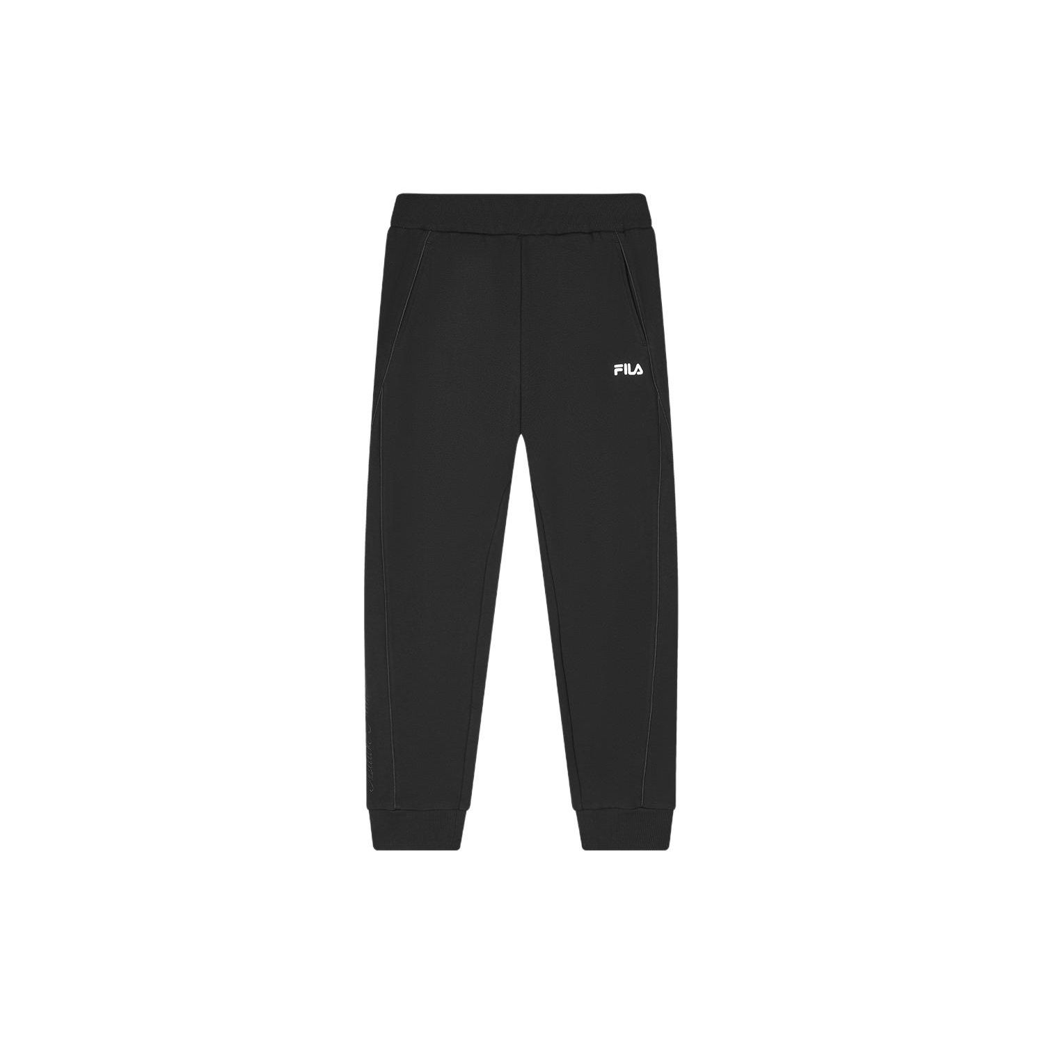 

FILA Solid Color Cuffed Casual Elastic Waist Knitted Sports Pants Women bottoms Black F11W348616F-BK S