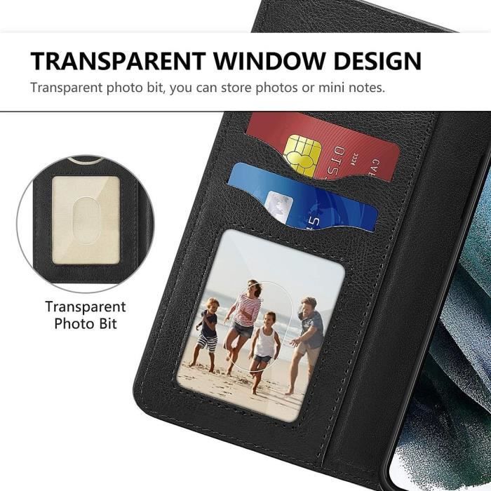 Coque portefeuille - Samsung - Galaxy S22 Plus - Cuir PU noir - Semi-rigide - Doublure microfibre