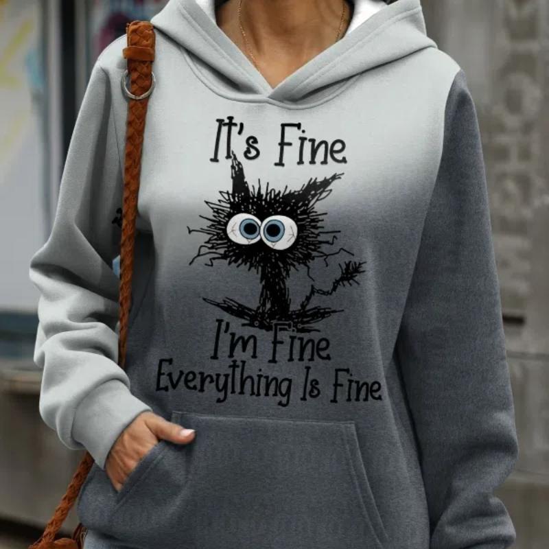 Mode Rolig 3D Gradient Tryck Huvtröja Vår Höst Damkläder Pullover Sweatshirt Casual Y2K Streetwear Sport Huvtröjor