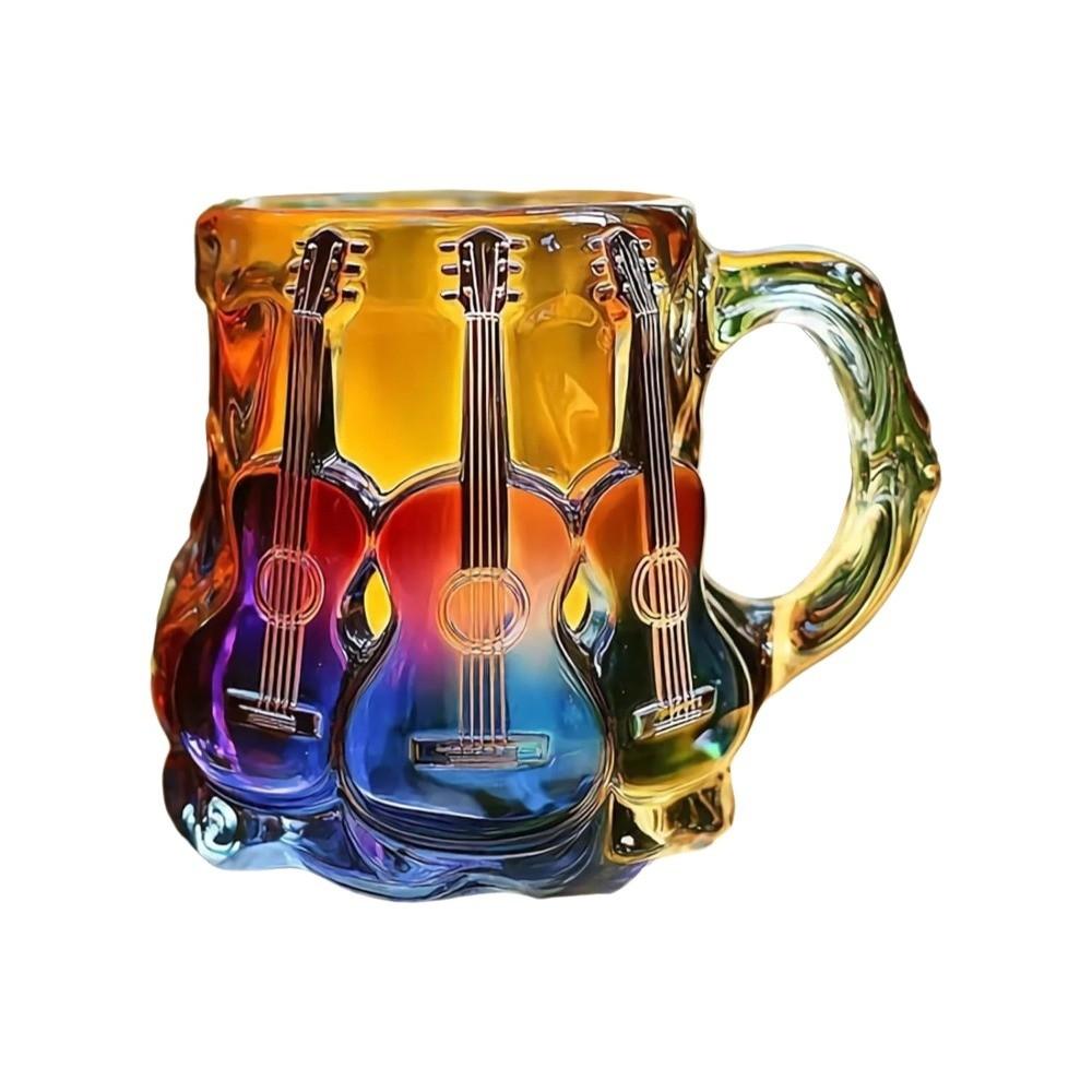 3D Coffee Mug Colorful Guitar Art Cup Novelty Painted Guitar Coffee Cup  Office