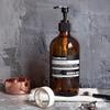 Nordic Style Refillable Glass Bottles for Hand Sanitizer, Soap, Shampoo, and Bathroom Accessories Photography.
