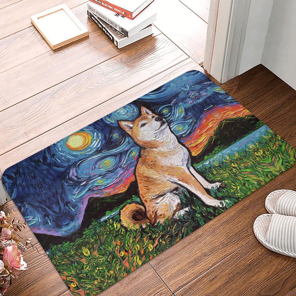Retro Starry Night German Shorthair Pointer Doormat Anti-Slip Kitchen Bathroom Mat Garden Garage Door Floor Entrance Carpet Rug