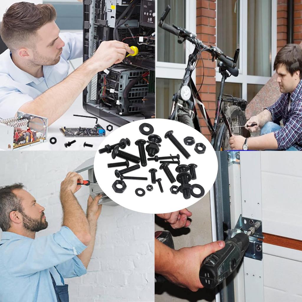 1180pcs Metric Nuts and Bolts Washers Assorted Set M2 M3 M4 M5 Black Hex Socket Head Cap Screws Bolts and Nuts Kit Thread Machine Hex Bolt Set