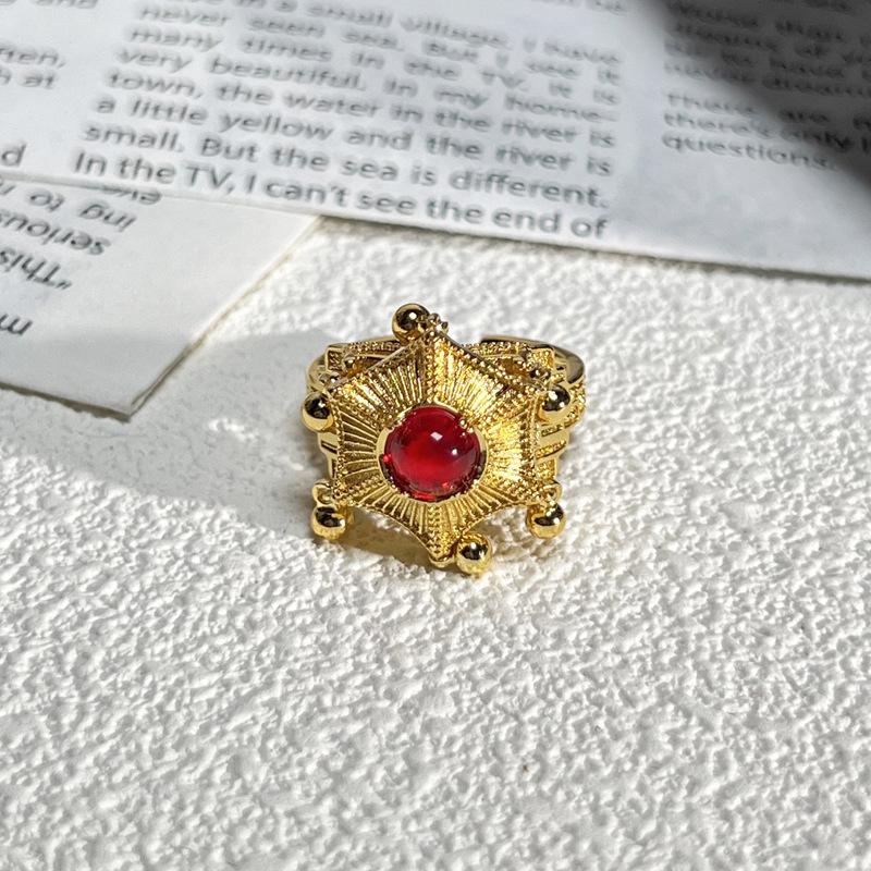 2026 Court Style Retro Heavy Industry Geometric Irregular Brushed Open Ring Women Ins Light Luxury Fashion Exquisite Index Finger Ring