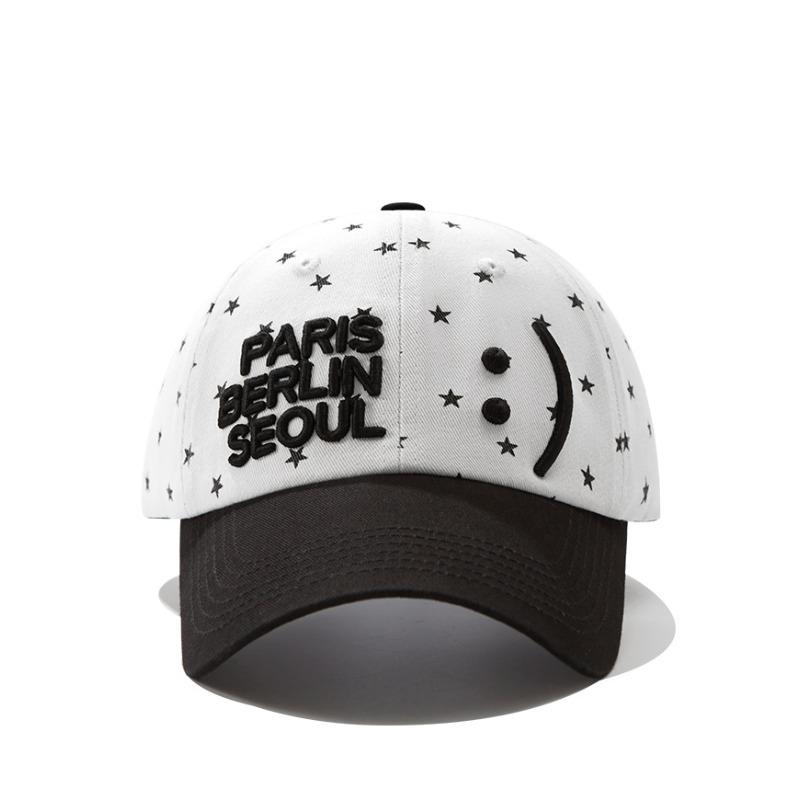 Smiley Star Baseball Big Head Hat Women's Face Versatile Star Polka Dot Cap