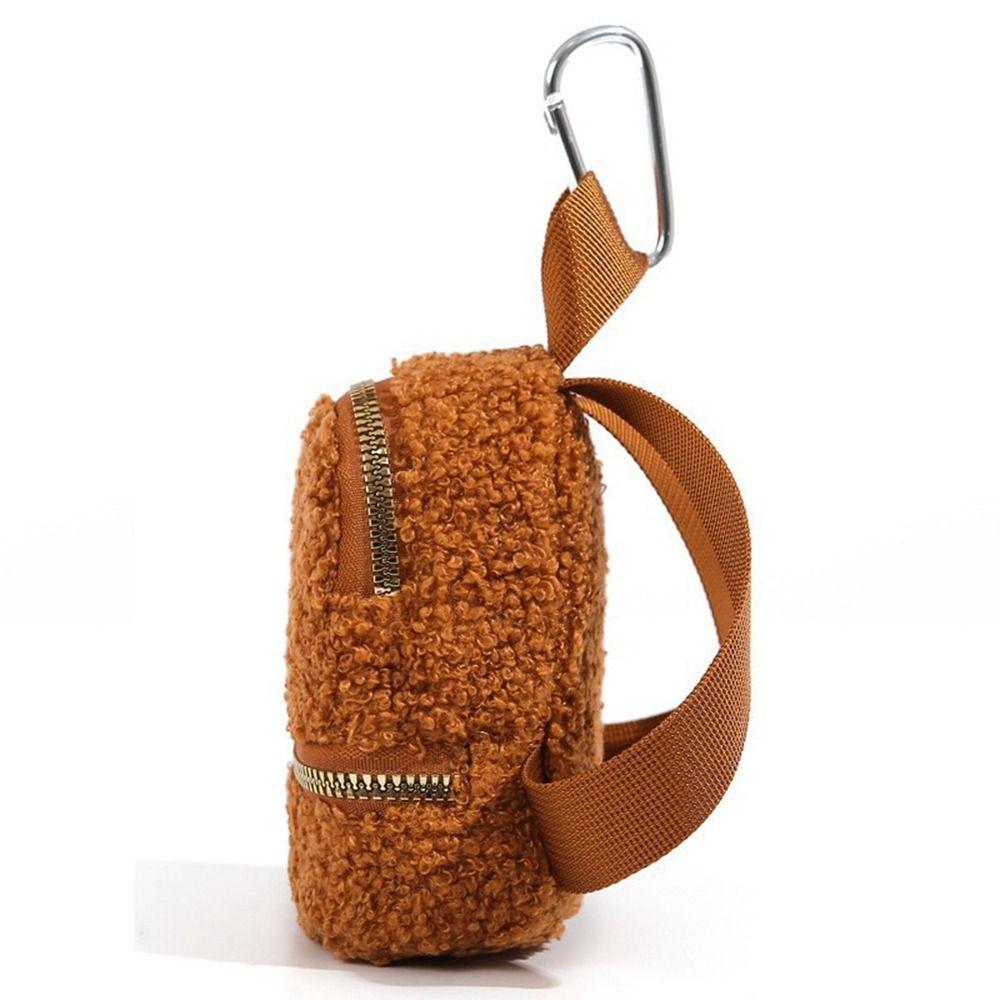 

Lamb Plush Coin Purse Keychain Wool Fleece Earphone Bag Portable Mini Storage Bag Travel білий