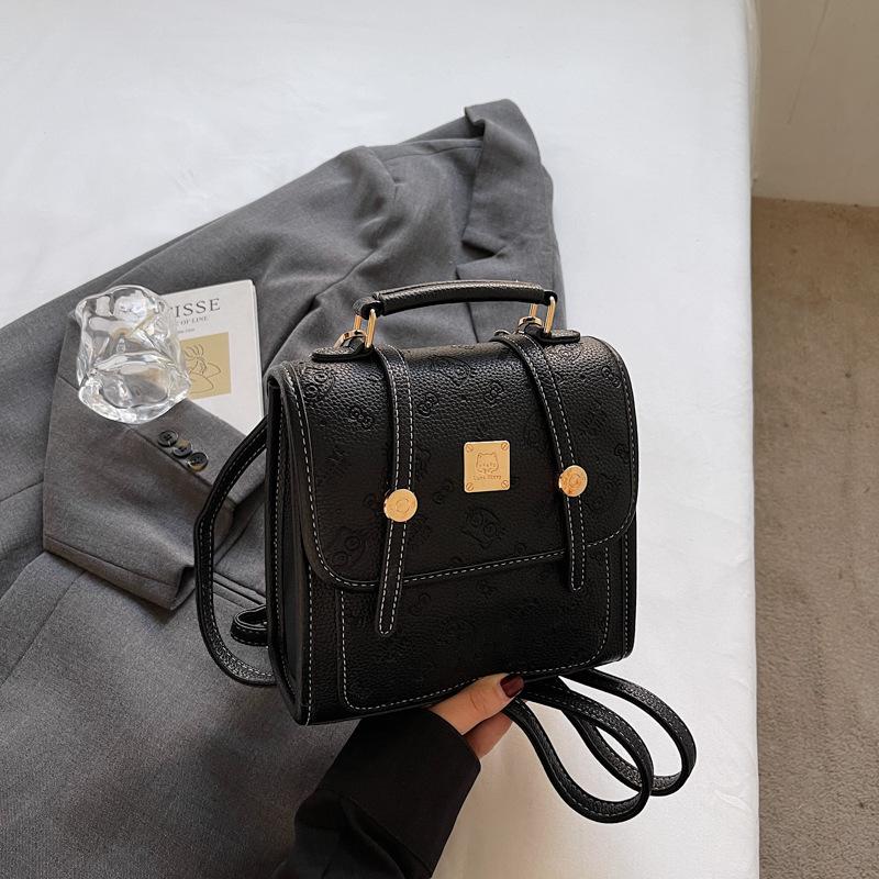 Schoolbag1011 New Korean Version Ins Retro Backpack Bag Women's Niche Fashion Textured Shoulder Bag Commuter Casual Backpack