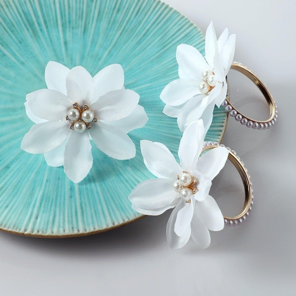 3 Stück Seidenblumen Serviettenringe Weiß Serviettenhalter Exquisite Serviettenhalter Dekoration für den Esstisch