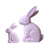 Easters Rabbit Statue Set of 2 Cute Wooden Bunnies Figurines Decors for Living Room or Bedroom Desktop Display Ornaments