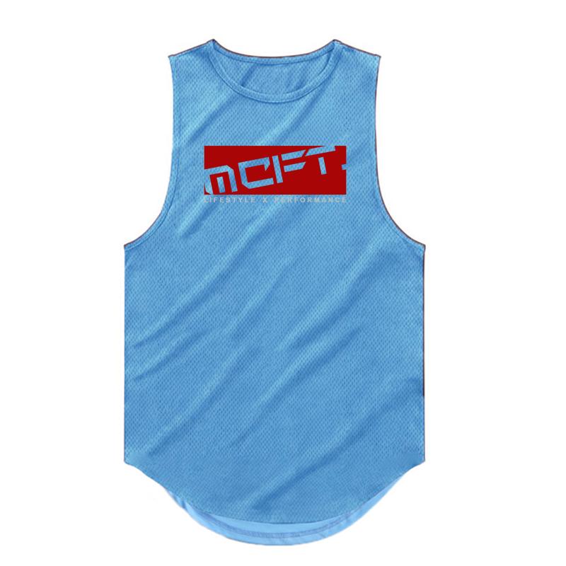 Muscleguys Men's Bodybuilding Clothes Summer Mesh Fitness Exercise Wide-shoulder Quick-dry Sleeveless T-shirts Printed Tank Tops Basketball