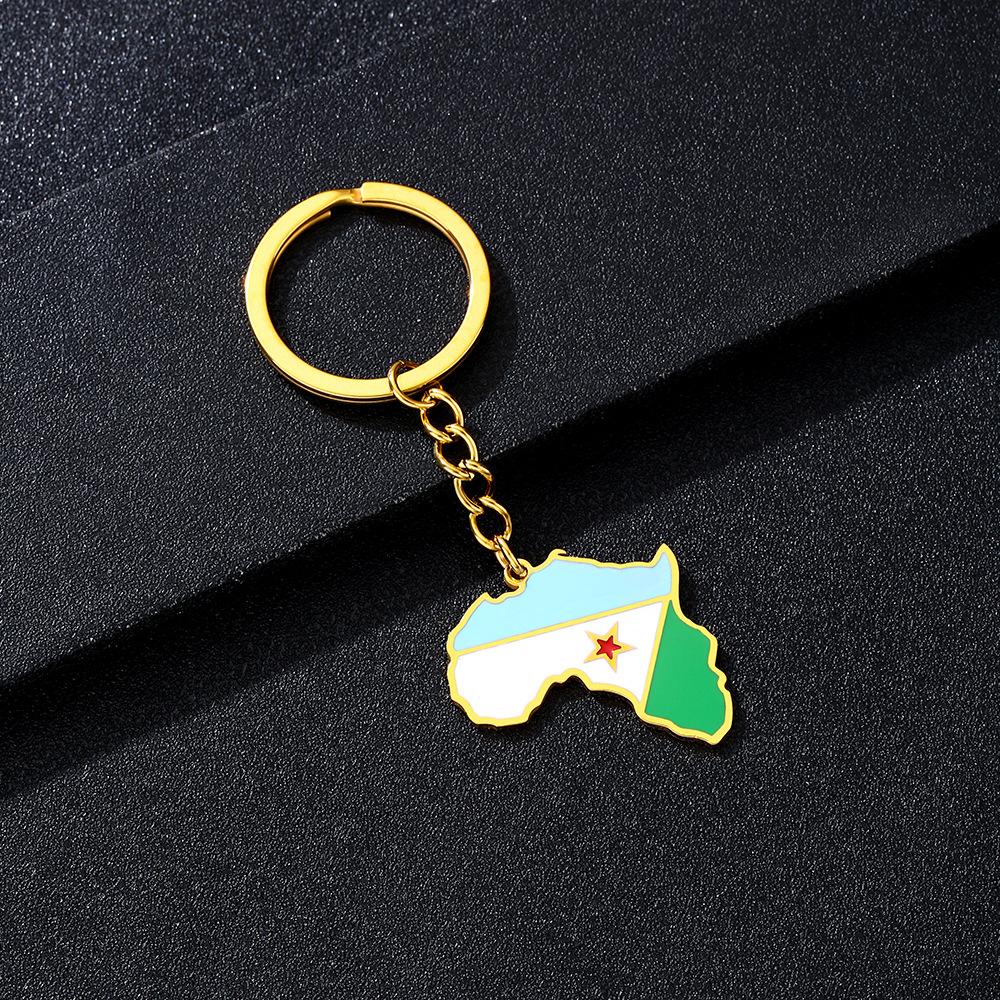 Portachiavi Premium in Acciaio Inossidabile con Ciondolo Mappa Bandiera Africa Ghana Nigeria Capo Verde Congo Uganda Regalo per Appassionati di Viaggi