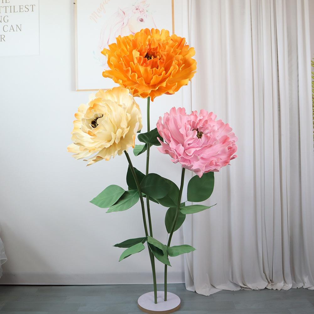 Foam PE Artificial Peony 40cm Fake Flowers New Simulation Peony Flower  Stage Background
