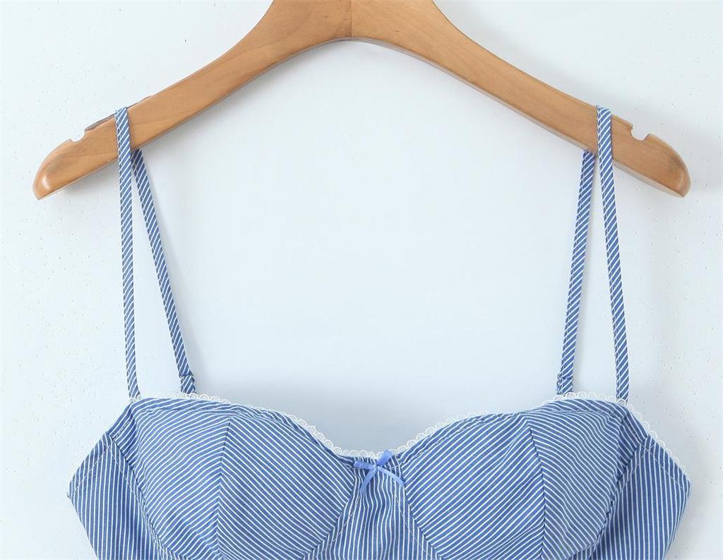 Korean Retro Striped Long-Sleeve Shirt & Strapless Camisole with Loose Wide-Leg Casual Pants for Women