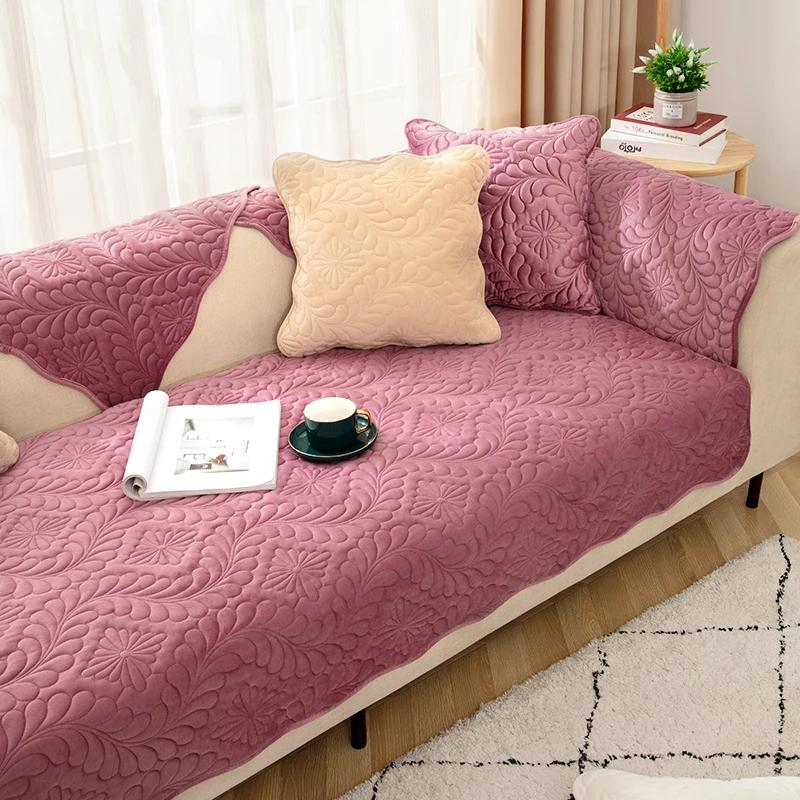 Plush Grey Corner Sofa Cover L Shape Sofa Chaise Cover Lounge Non-slip Seat Armchair Couch Cover Modern Sofas for Living Room