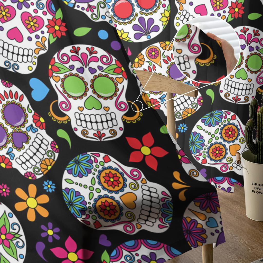 Zasłony tiulowe z motywem czaszki, kwiatów, linii, miłości do salonu, firanki do sypialni, dekoracyjne zasłony okienne