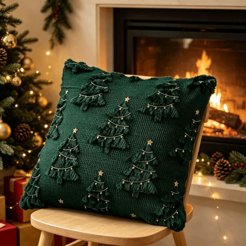 Plush Throw Pillow Cover Xmas Tree Plush Cushion Cover Christmas Pillow Cover Xmas Decor