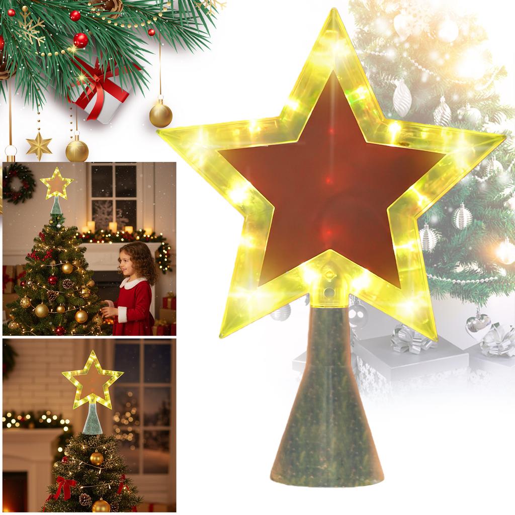 Weihnachtsbaumspitze Stern mit LED-Lichtern & Musik Weihnachtsbaumschmuck Weihnachtsstern Baumspitze für Weihnachtsbaumdekoration