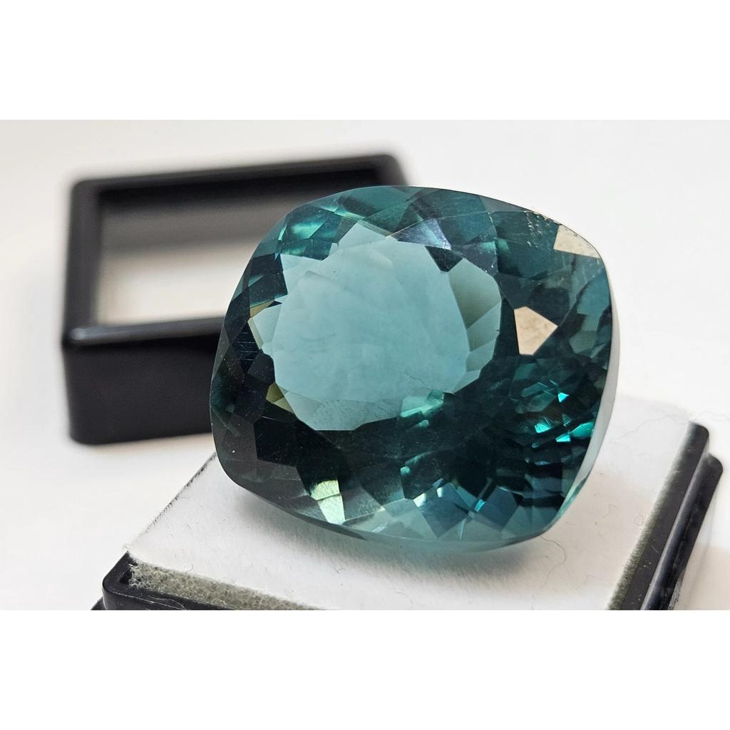 Beautiful Natural Tourmaline Teal Blue 38+ Ct Cushion Cut Certified Gemstone