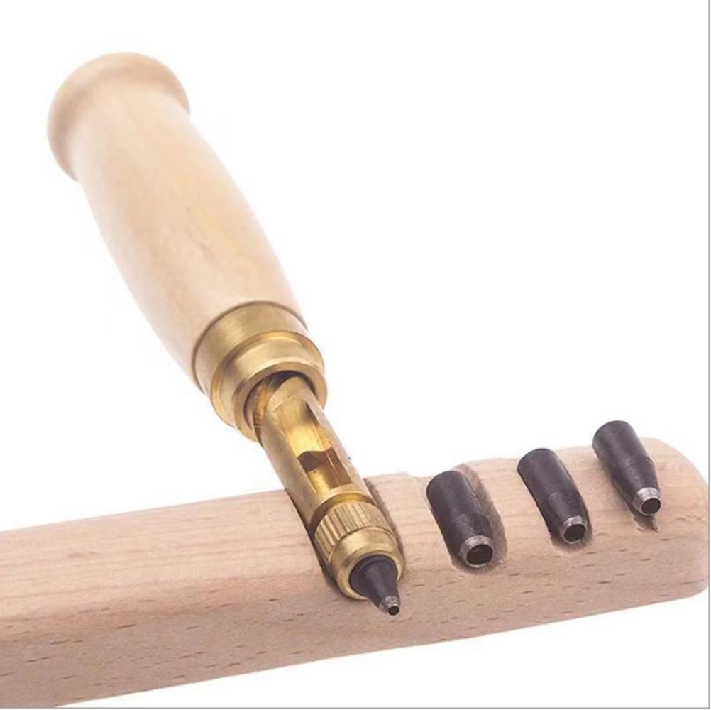 6pc/set Automatic Belts Punch Replaceable Mute Rotary Punching Punchers Leather Punch Watch Craft Tool Hole Punch Screw Drill Tip Die