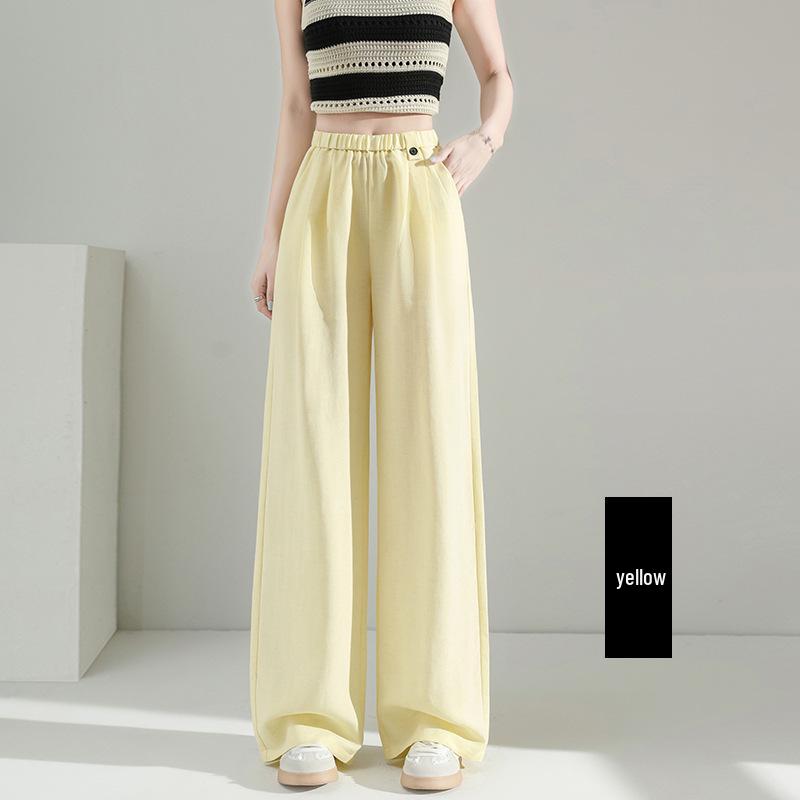 

2026 Women s Trendy Solid Color Wide-Leg Cargo Pants - American Street Style, Loose, Slimming, Versatile, Hot Seller 26 жёлтый