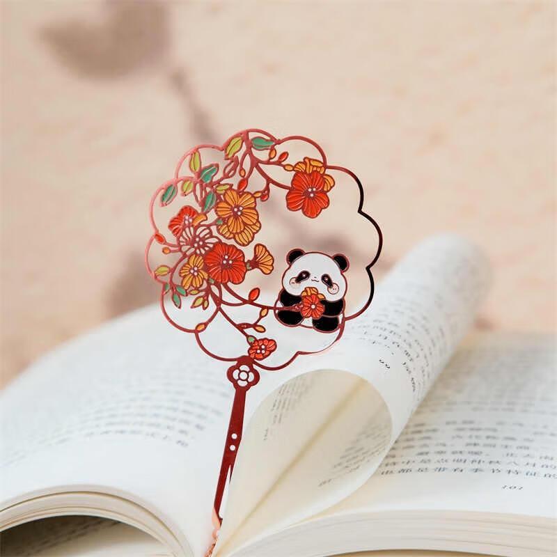 HANDUNYOU Panda Hydrangea Metal Bookmark
