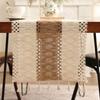Splicing Knitted Hollow-out Table Runner Rustic Style Farmhouse Tablecloth Macrame Table Mat  Hotel