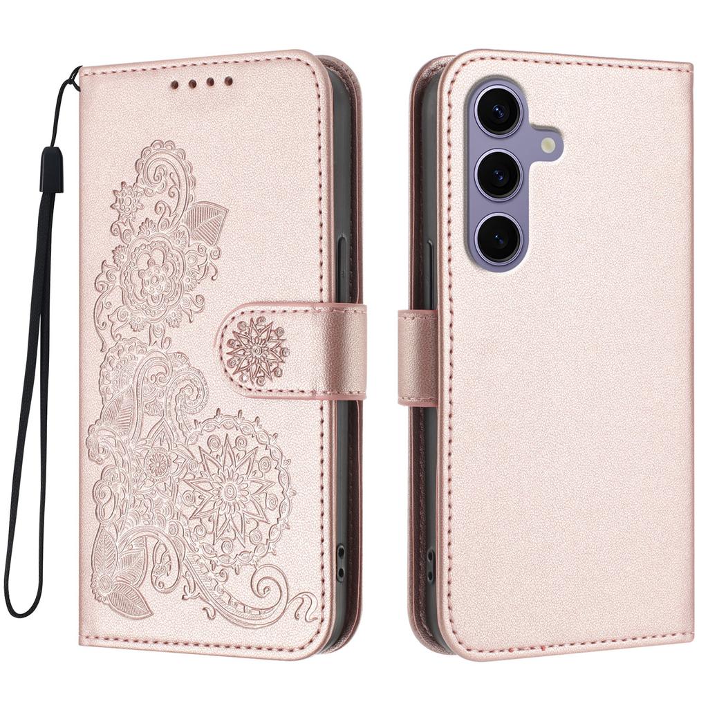 For Samsung Galaxy S24/Galaxy S25 Phone Cases Mandala Flower Leather Wallet Mobile Cover with Strap