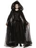 Halloween costume black cape ghost bride vampire bad witch