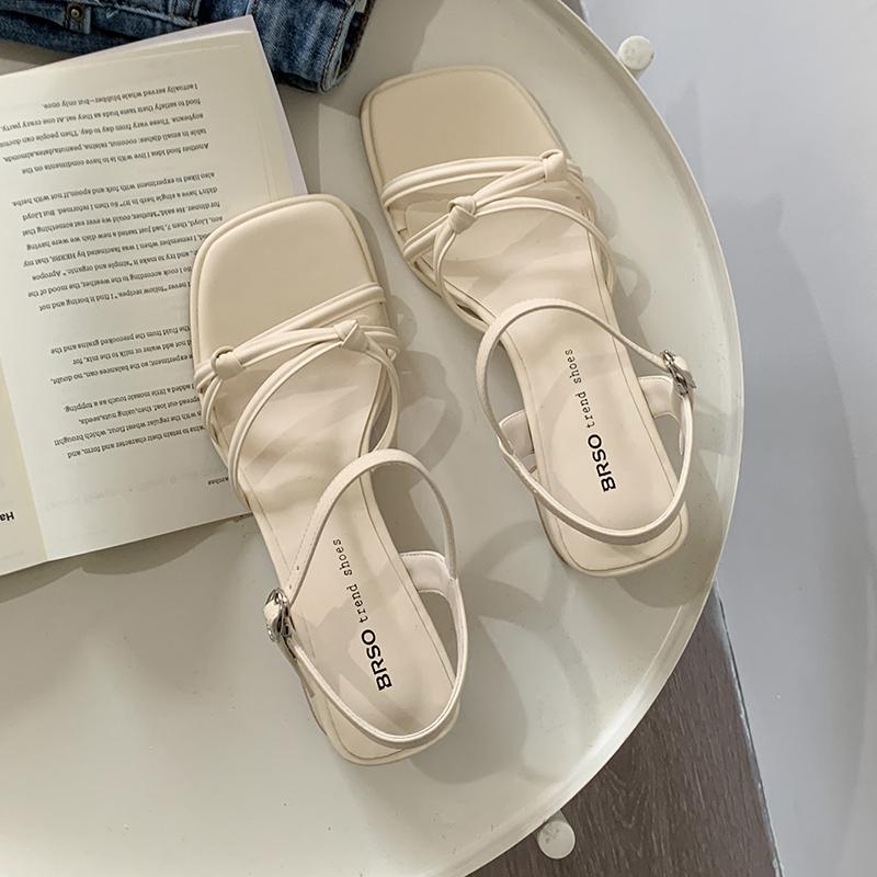 Designer Summer Thick Heel Women Sandals Fashion Narrow Band Ladies Outdoor Party Dress Gladiator Sandalias