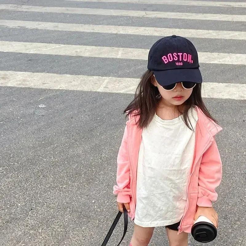 1pc Solid Letter Kids Baseball Cap Embroidery Children Girls Boys Sun Hat Spring Summer Outdoor Adjustable Visor Baby Cap