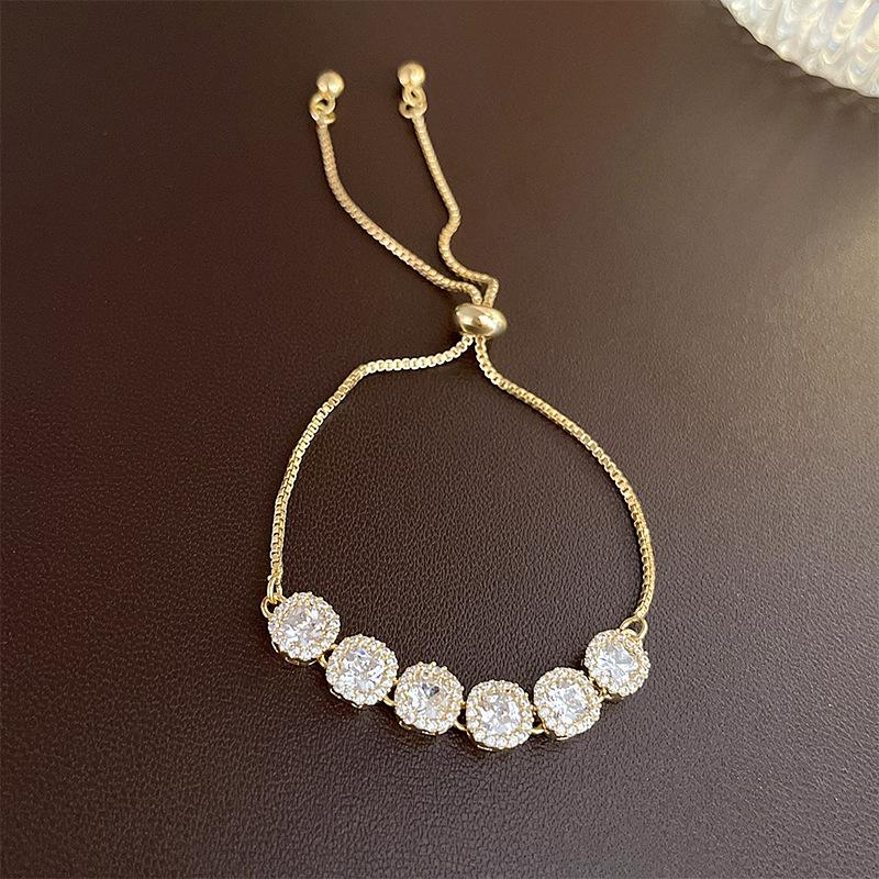 High-End Geometric Crystal Adjustable Bracelet with Luxury Drawstring Design - New Influencer Jewelry