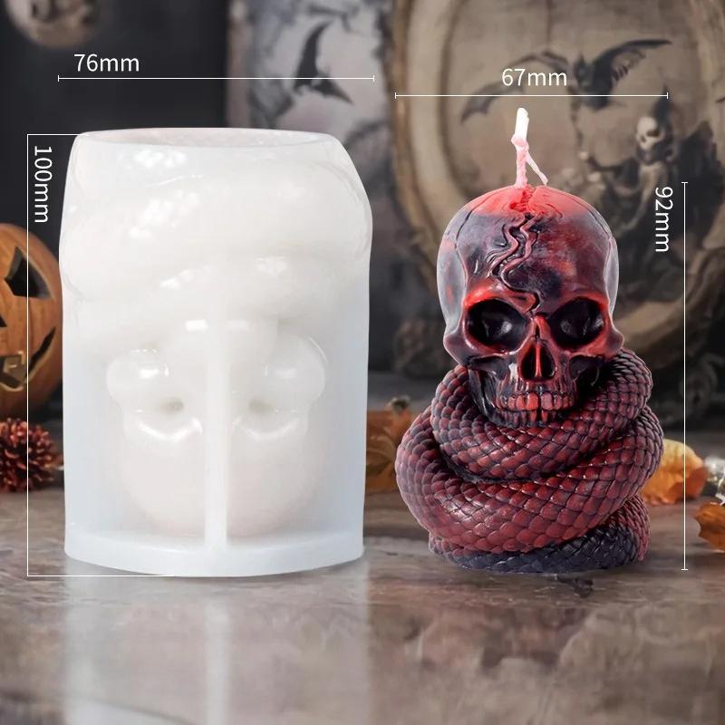 Rose Skull Snake Silicone Molds Halloween Candle Molds DIY Handmade Aromatherapy Gypsum Making Mould 3d Candle Making Supplies