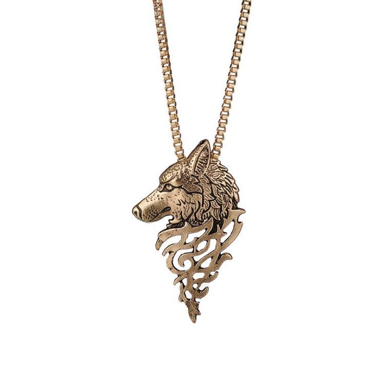 Retro Wolf Head Sweater Chain Necklace