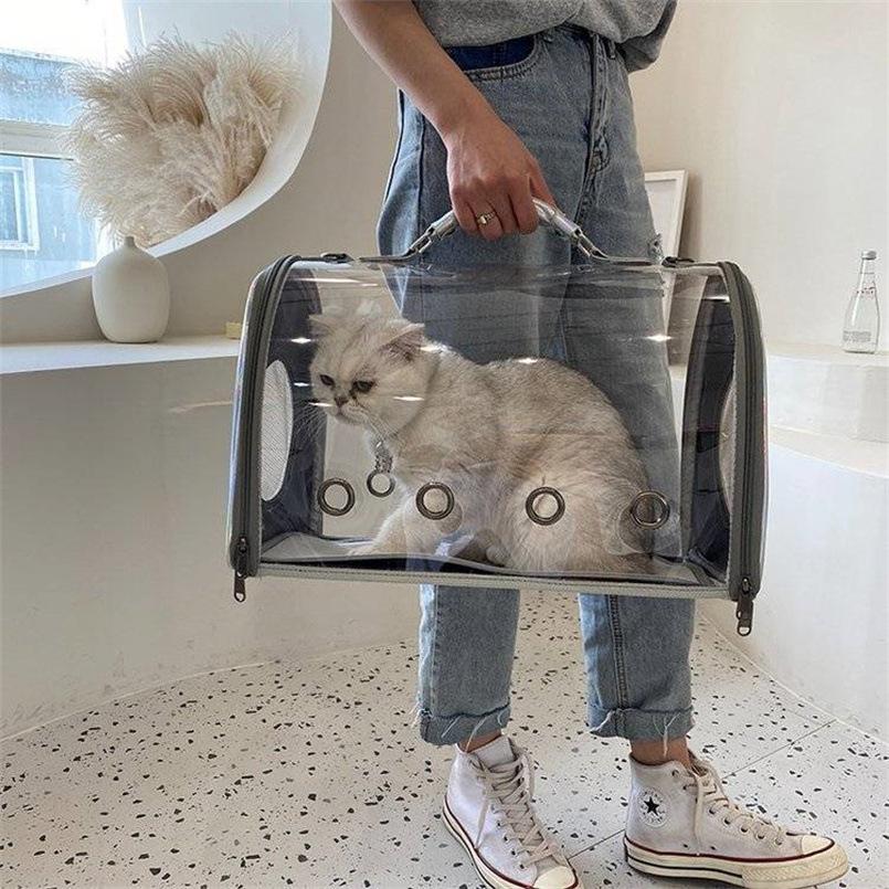 Cat Pet Large Capacity Transparent Shoulder Oblique Span Universal Dog Backpack Lightweight Breathable Portable Cat Bag