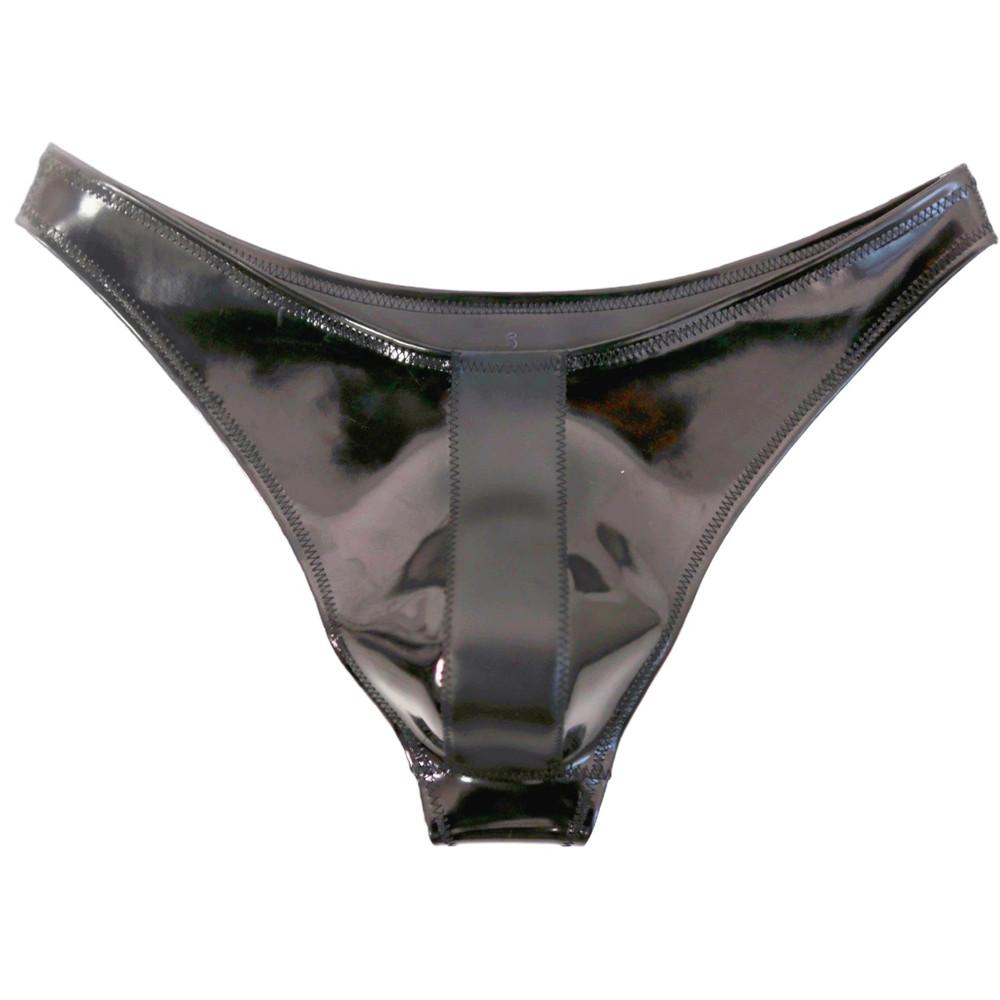 Sexy Men Double Sided Pu Hot Short Shiny U Convex Briefs Sexy Lingerie G-String Pvc Faux Latex Low Waist Bikini Gay Wear