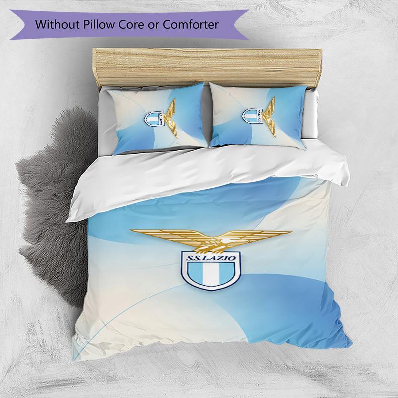 Set Biancheria da Letto 3 Pezzi Stampato Lazio FC Traspirante Copripiumino con Federe Biancheria da Letto Decorativa per Camera da Letto Casa