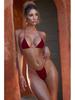 Solid Color European & American Three-Piece Bikini: Women's Sexy Bandage Split Swimsuit