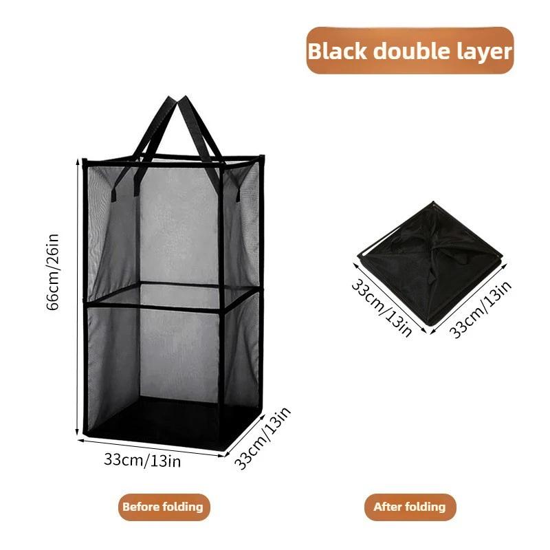 Foldable Portable Laundry Hamper-Large Square Mesh Dirty Clothes Basket with Handles, Collapsible for Bathroom, Bedroom Storage