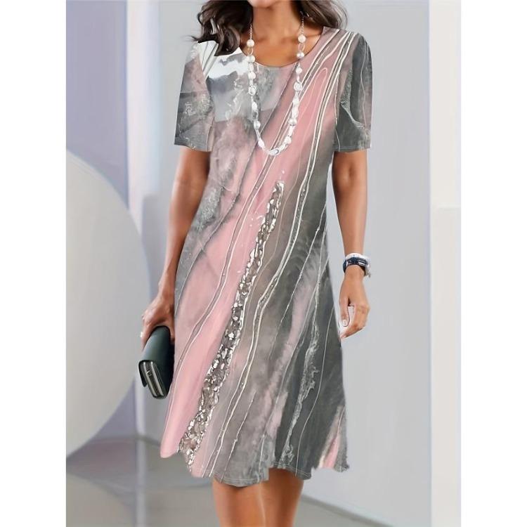 Fashionable Dress With Marble Print