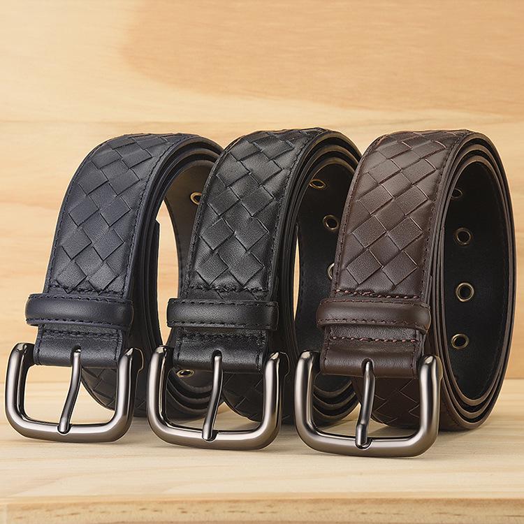 

Genuine Leather Handmade Men s Woven Belt - Classic Fashion 125 cm королевский синий