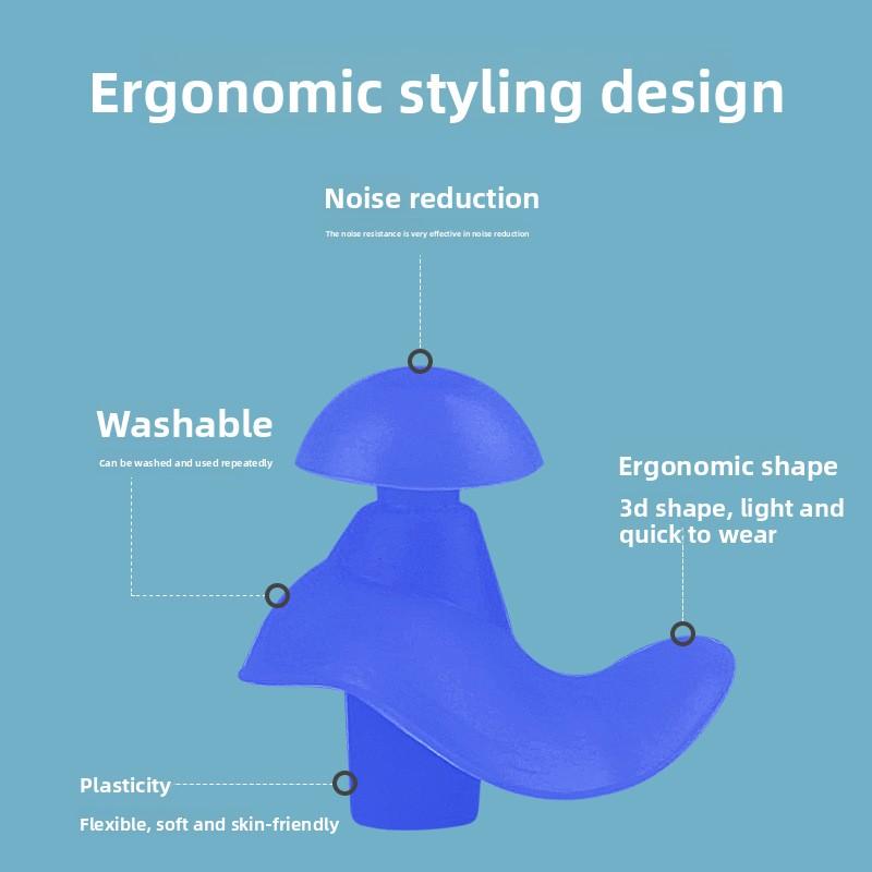 Swimming Earplugs Adult Silicone Spiral Inside and Outside Waterproof Pinna Fit Soft Earplugs Box