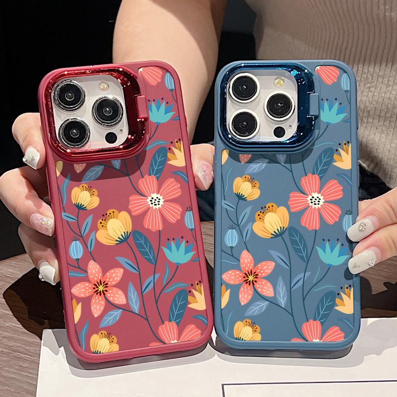 

Модный чехол для телефона с цветочным узором для iPhone 16 Pro 15 14 Plus 13 12 Pro Max 11, держатель объектива камеры, ударопрочный однотонный мягкий тонкий чехол из ТПУ iPhone 16 чёрный