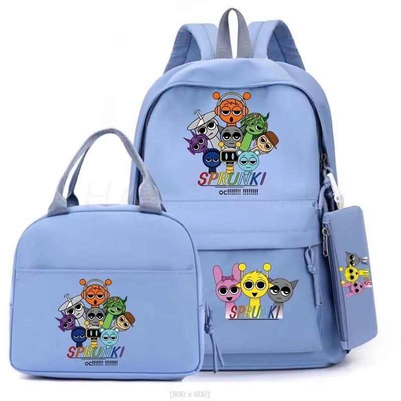 Cartoon Peripheral Printing Fashion Children'S Schoolbag Three-Piece Meal Bag Casual Pencil Bag